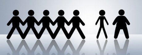 image of stick figures holding hands and a thin and thick stick figure separate from the group - Freedom Interventions - Eating Disorder Interventions